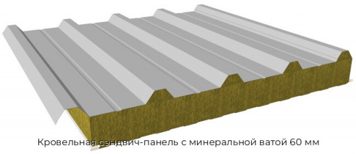 Кровельная сэндвич-панель с минеральной ватой 60 мм